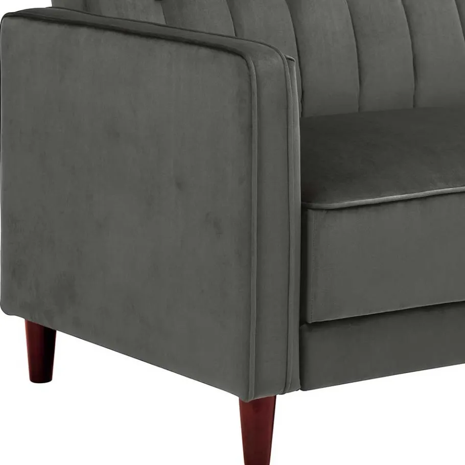New Wohnen Dreisitzer Schlafcouch in Grau Samt - Lessia