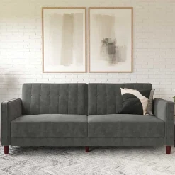 New Wohnen Dreisitzer Schlafcouch in Grau Samt - Lessia