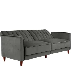 New Wohnen Dreisitzer Schlafcouch in Grau Samt - Lessia