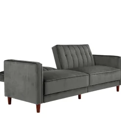 New Wohnen Dreisitzer Schlafcouch in Grau Samt - Lessia