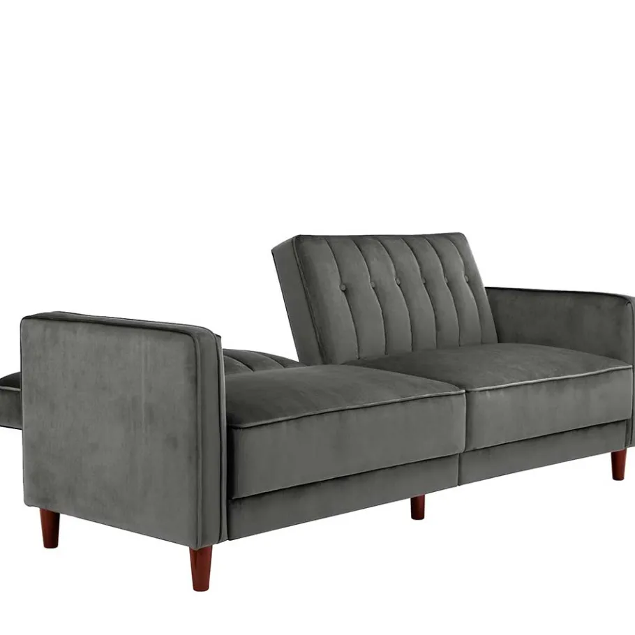 New Wohnen Dreisitzer Schlafcouch in Grau Samt - Lessia