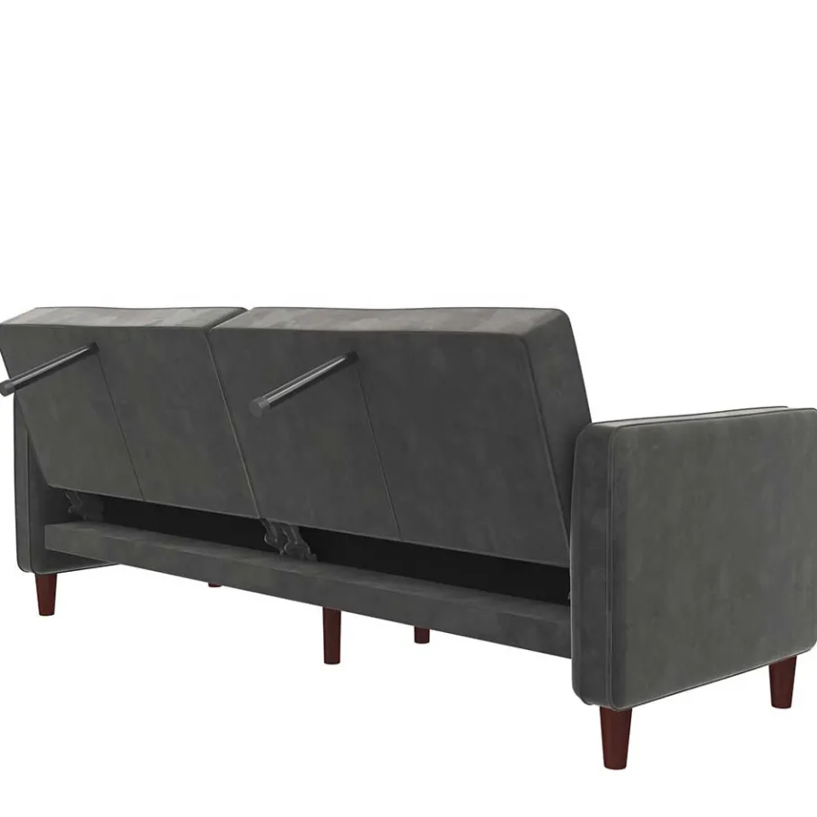New Wohnen Dreisitzer Schlafcouch in Grau Samt - Lessia