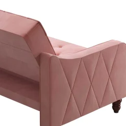 New Wohnen Dreisitzer Schlafcouch in Rosa Samtbezug - Norteba