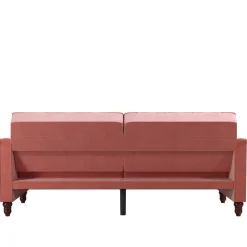New Wohnen Dreisitzer Schlafcouch in Rosa Samtbezug - Norteba