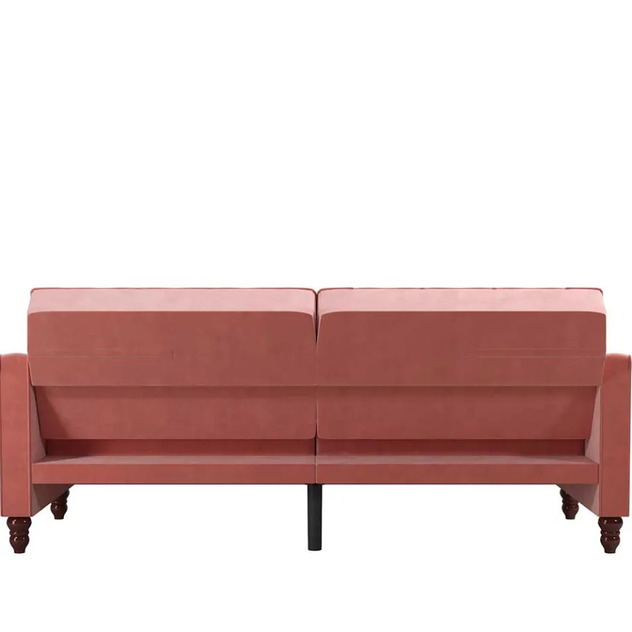 New Wohnen Dreisitzer Schlafcouch in Rosa Samtbezug - Norteba