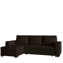 New Wohnen Dreisitzer Schlafcouch in Dunkelbraun Stoff - Fabrizio
