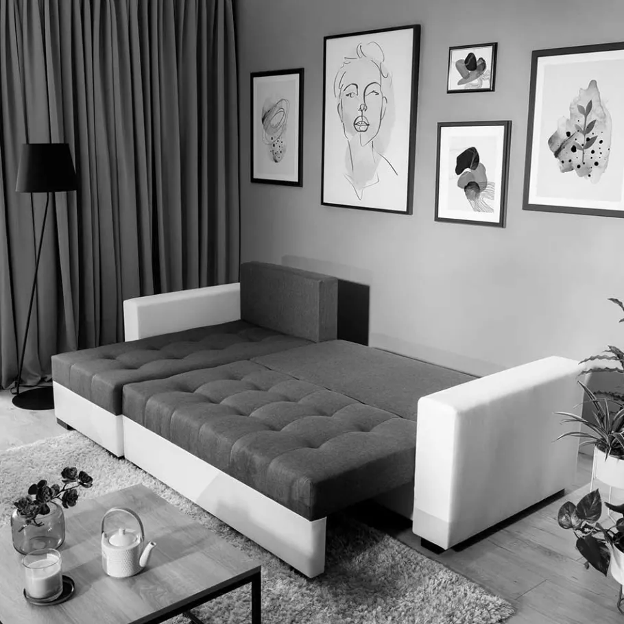 New Wohnen Dreisitzer Schlafcouch in Dunkelbraun Stoff - Fabrizio