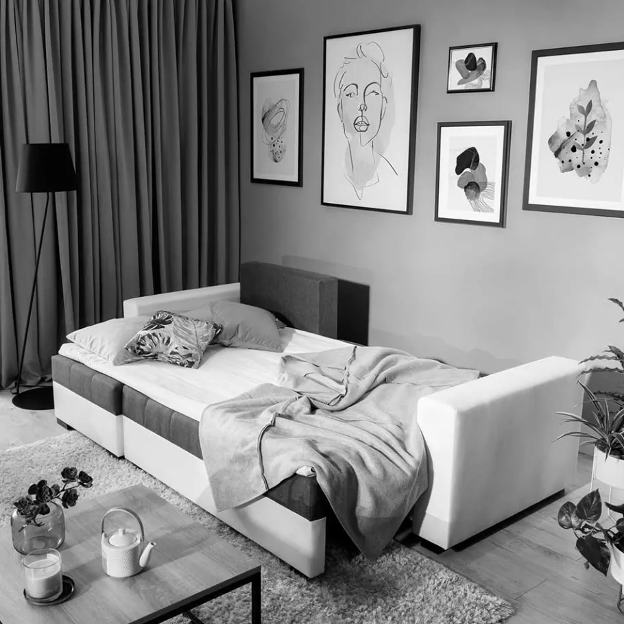 New Wohnen Dreisitzer Schlafcouch in Dunkelbraun Stoff - Fabrizio
