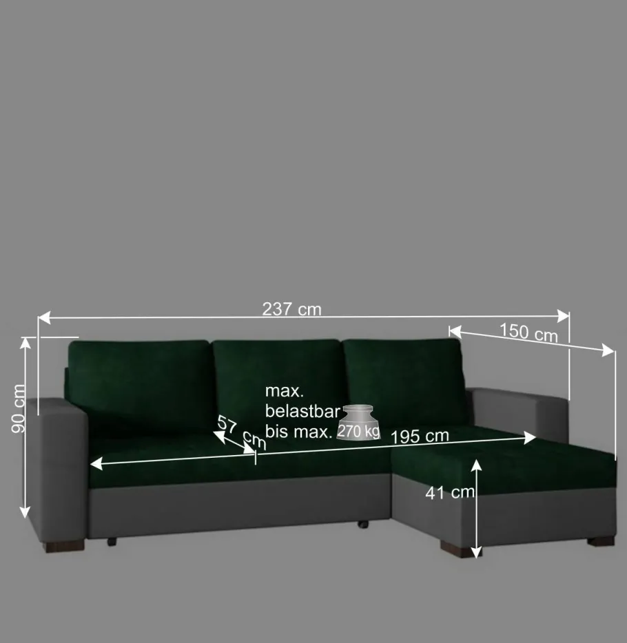 New Wohnen Dreisitzer Schlafcouch in Dunkelbraun Stoff - Fabrizio