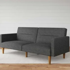 Discount Wohnen Dreisitzer Schlafsofa in Grau und Holz Natur - Maragas