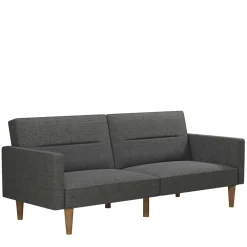 Discount Wohnen Dreisitzer Schlafsofa in Grau und Holz Natur - Maragas