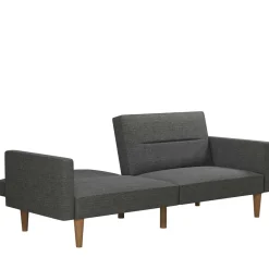 Discount Wohnen Dreisitzer Schlafsofa in Grau und Holz Natur - Maragas