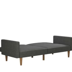 Discount Wohnen Dreisitzer Schlafsofa in Grau und Holz Natur - Maragas