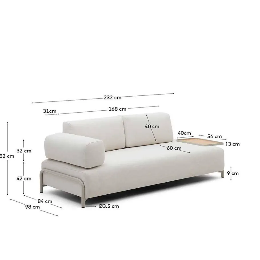 Discount Wohnen Dreisitzer Sofa aus Chenille in Beige - Turena