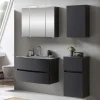 Outlet Wohnen Dunkelgraue Badmöbel Kombination - Natarivos (vierteilig)