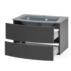 Outlet Wohnen Dunkelgraue Badmöbel Kombination - Natarivos (vierteilig)