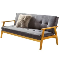 Clearance Wohnen Dunkelgraue Schlafcouch mit Holzgestell - Pino