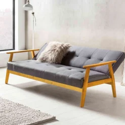 Clearance Wohnen Dunkelgraue Schlafcouch mit Holzgestell - Pino