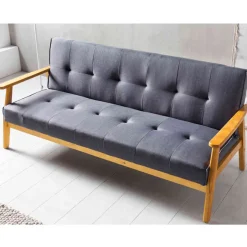 Clearance Wohnen Dunkelgraue Schlafcouch mit Holzgestell - Pino