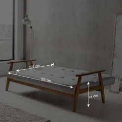 Clearance Wohnen Dunkelgraue Schlafcouch mit Holzgestell - Pino