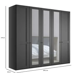 Online Wohnen Dunkelgrauer Kleiderschrank mit Spiegeln - Mataram