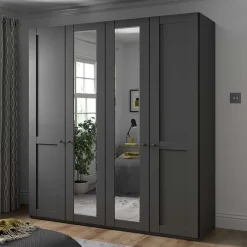 Best Wohnen Dunkelgrauer Schlafzimmerschrank 4-türig - Mataram
