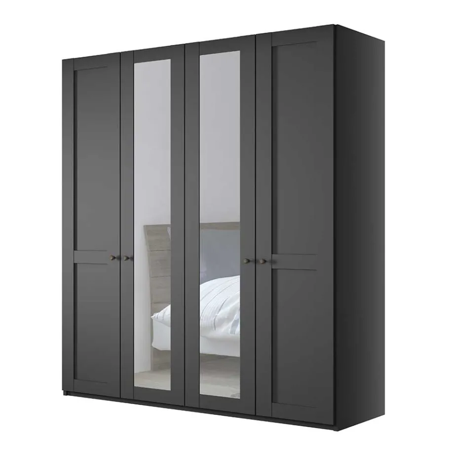 Best Wohnen Dunkelgrauer Schlafzimmerschrank 4-türig - Mataram