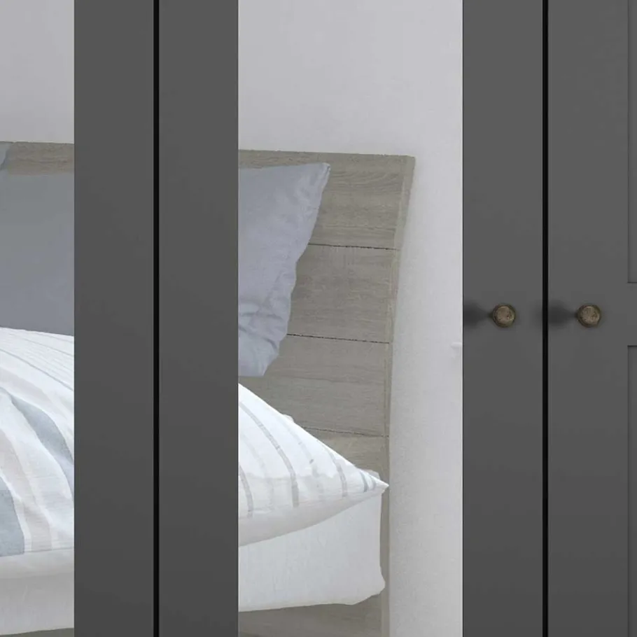 Best Wohnen Dunkelgrauer Schlafzimmerschrank 4-türig - Mataram