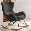 Wohnen Dunkelgrauer Webplüsch Schaukelstuhl modern - Fronco