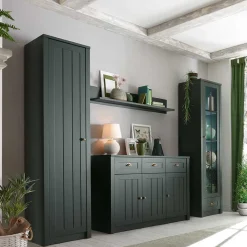 Best Wohnen Dunkelgrüne Country Möbel Set - Niestov (vierteilig)