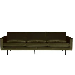 New Wohnen Dunkelgrünes Retrosofa mit Velvet Bezug Lasirena als 3-Sitzer