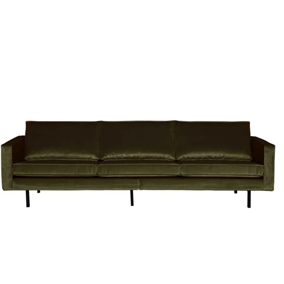 New Wohnen Dunkelgrünes Retrosofa mit Velvet Bezug Lasirena als 3-Sitzer