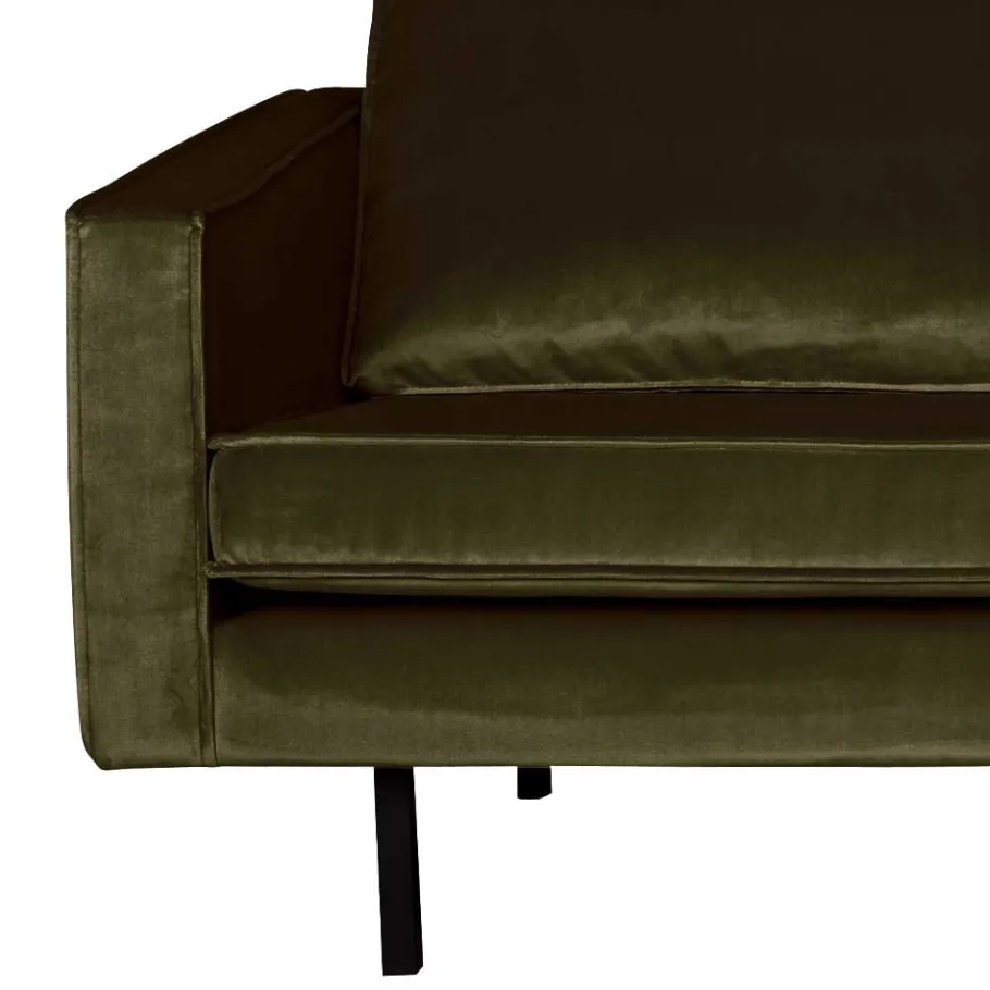 New Wohnen Dunkelgrünes Retrosofa mit Velvet Bezug Lasirena als 3-Sitzer