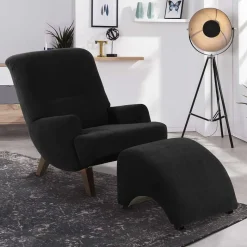 Online Wohnen Dunkler Relaxsessel aus Velours Schwarz - Leverias