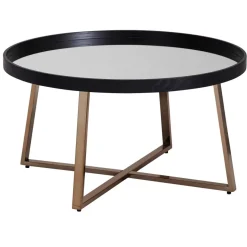 Discount Wohnen Dunkler Retro Wohnzimmertisch mit Spiegelglas - Marietta