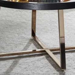 Discount Wohnen Dunkler Retro Wohnzimmertisch mit Spiegelglas - Marietta