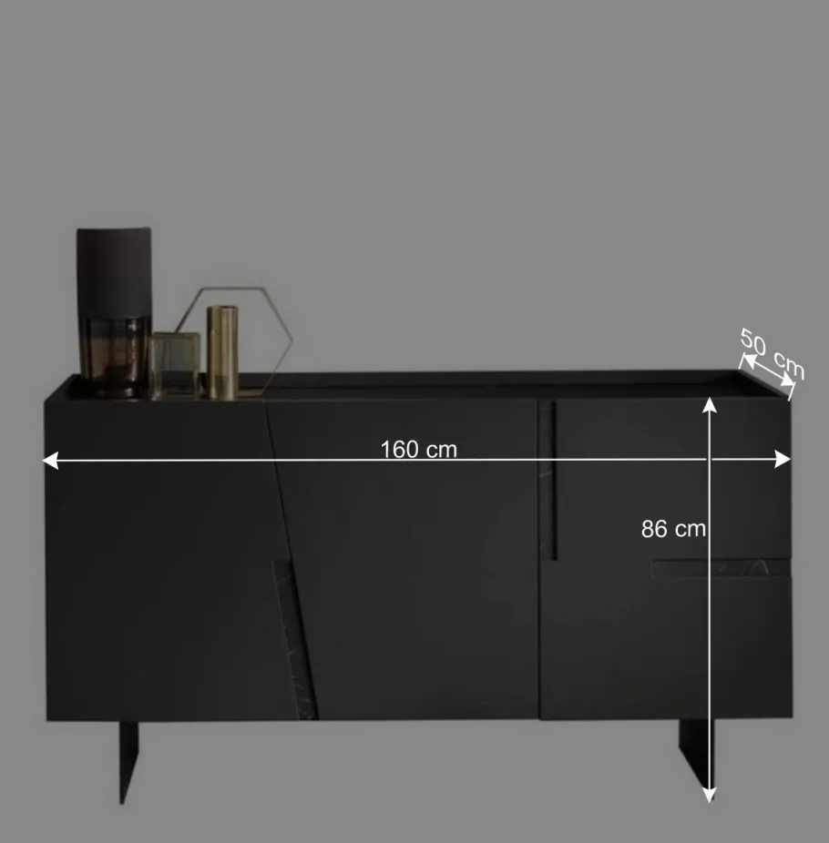 New Wohnen Dunkles Design Sideboard 160 cm breit - Dreamings