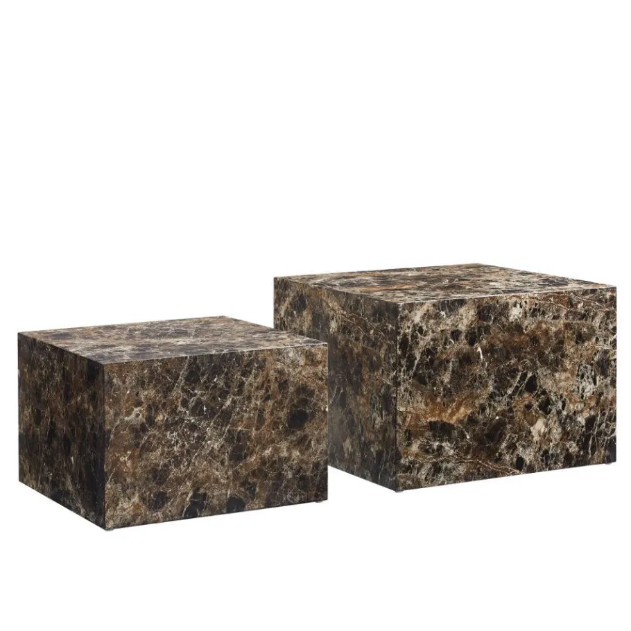 Clearance Wohnen Duo Wohnzimmertisch - Marmoroptik Braun - Merandes (zweiteilig)