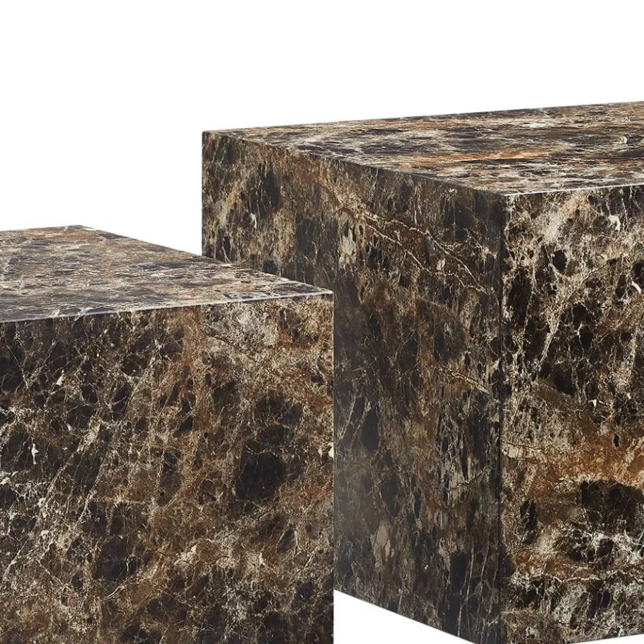 Clearance Wohnen Duo Wohnzimmertisch - Marmoroptik Braun - Merandes (zweiteilig)