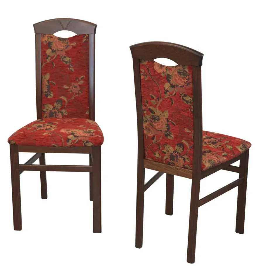 Hot Wohnen Eckbank Set in Nussbaum Braun mit Rot - Baltymore (vierteilig)