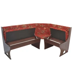 Hot Wohnen Eckbank Set in Nussbaum Braun mit Rot - Baltymore (vierteilig)