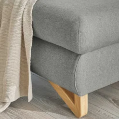 Discount Wohnen Eckcouch mit Schlaffunktion in Hellgrau - Baonga