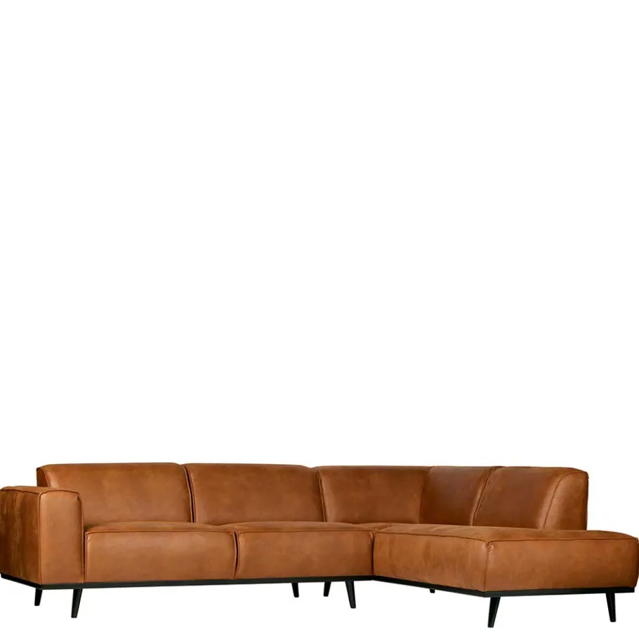 New Wohnen Eckgarnitur Ledercouch in Cognac - Liano