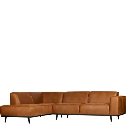 New Wohnen Eckgarnitur Ledercouch in Cognac - Liano