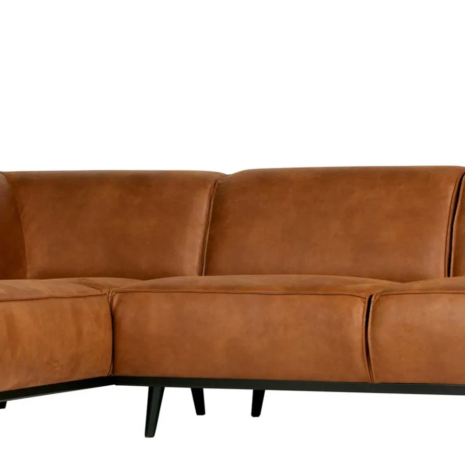 New Wohnen Eckgarnitur Ledercouch in Cognac - Liano