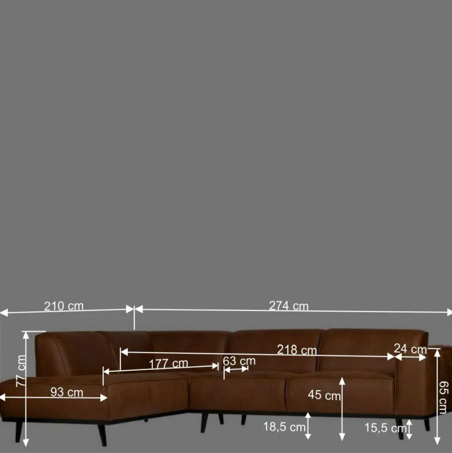 New Wohnen Eckgarnitur Ledercouch in Cognac - Liano
