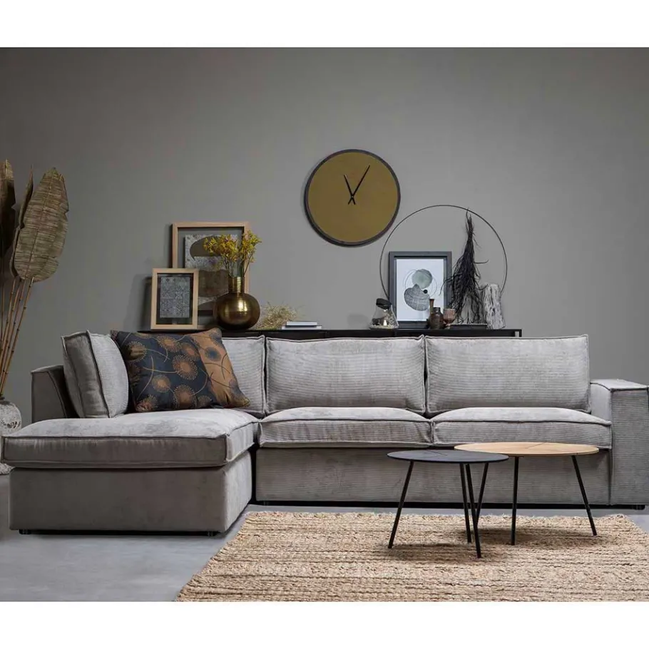Best Wohnen Ecksofa Hope aus Cord-Webstoff und Massivholz