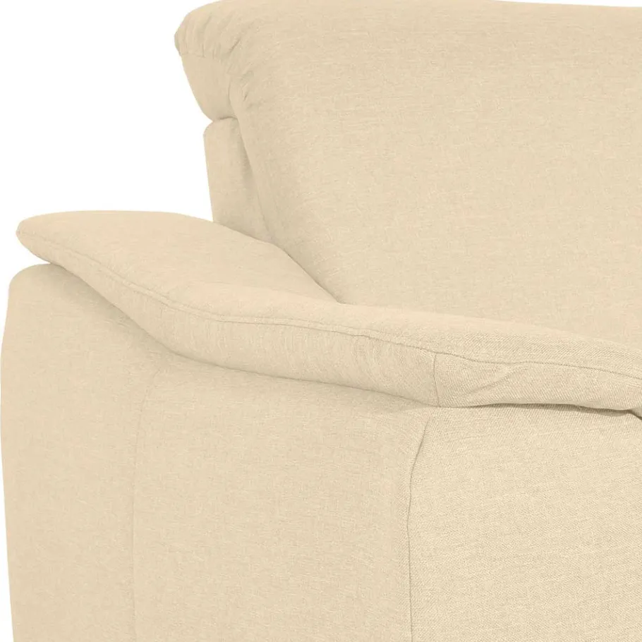 New Wohnen Ecksofa in Beige mit Nussbaum Braun - Nando