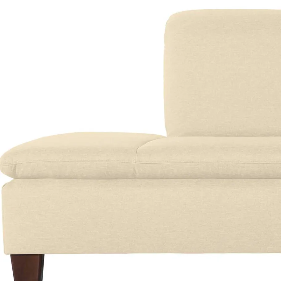 New Wohnen Ecksofa in Beige mit Nussbaum Braun - Nando