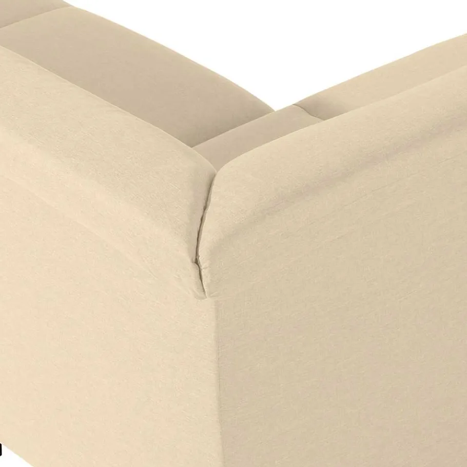 New Wohnen Ecksofa in Beige mit Nussbaum Braun - Nando